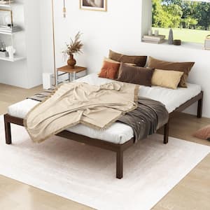 Dark Brown Wooden Frame Queen Size Panel Bed