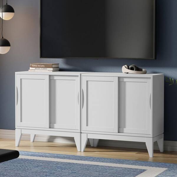 Harper Solid Wood 31 in. Storage Cabinet in White (Set of 2)