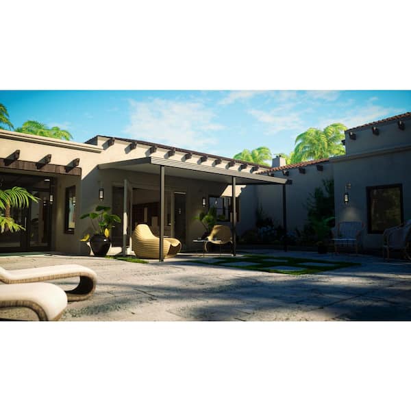 18 ft. x 10 ft. Dark Bronze Aluminum Frame Ivory Roof Patio Cover, 10 lbs. Snow Load