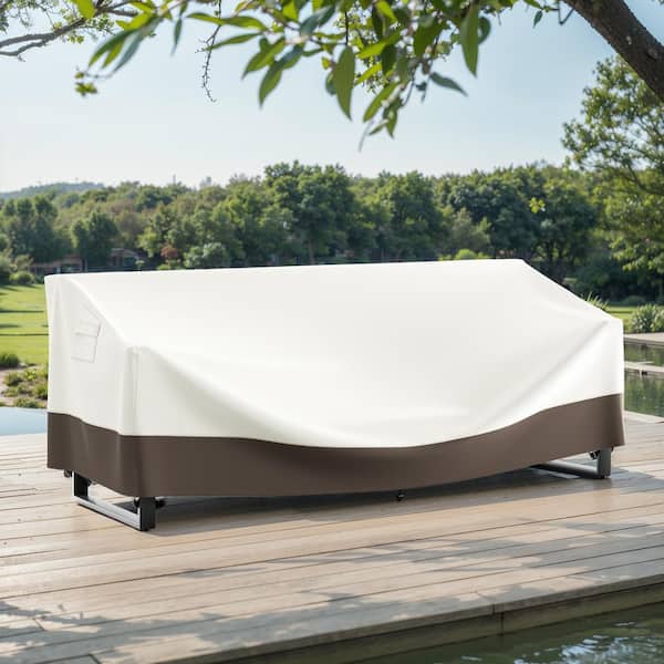 83 in. W x 34 in. D x 28 in. H Garden Large Beige and Brown Outdoor Patio Sofa Oxford Fabric Cover