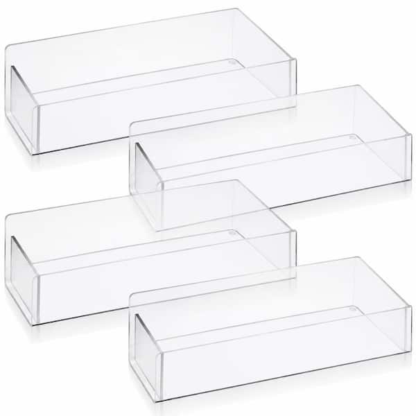 4-Pack 9 in. Clear Acrylic Wall-Mount Spice Rack Shelf, Adhesive or Screw Cabinet Door and Wall Organizer