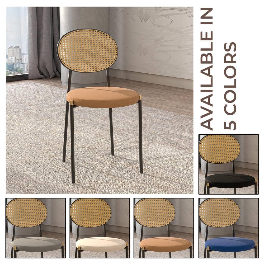 Black Velvet and Rattan High Back Side Chair Set