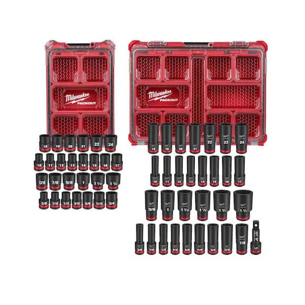 SHOCKWAVE Impact-Duty 1/2 in. Drive Metric & SAE Standard Impact PACKOUT Socket Set (58-Piece)