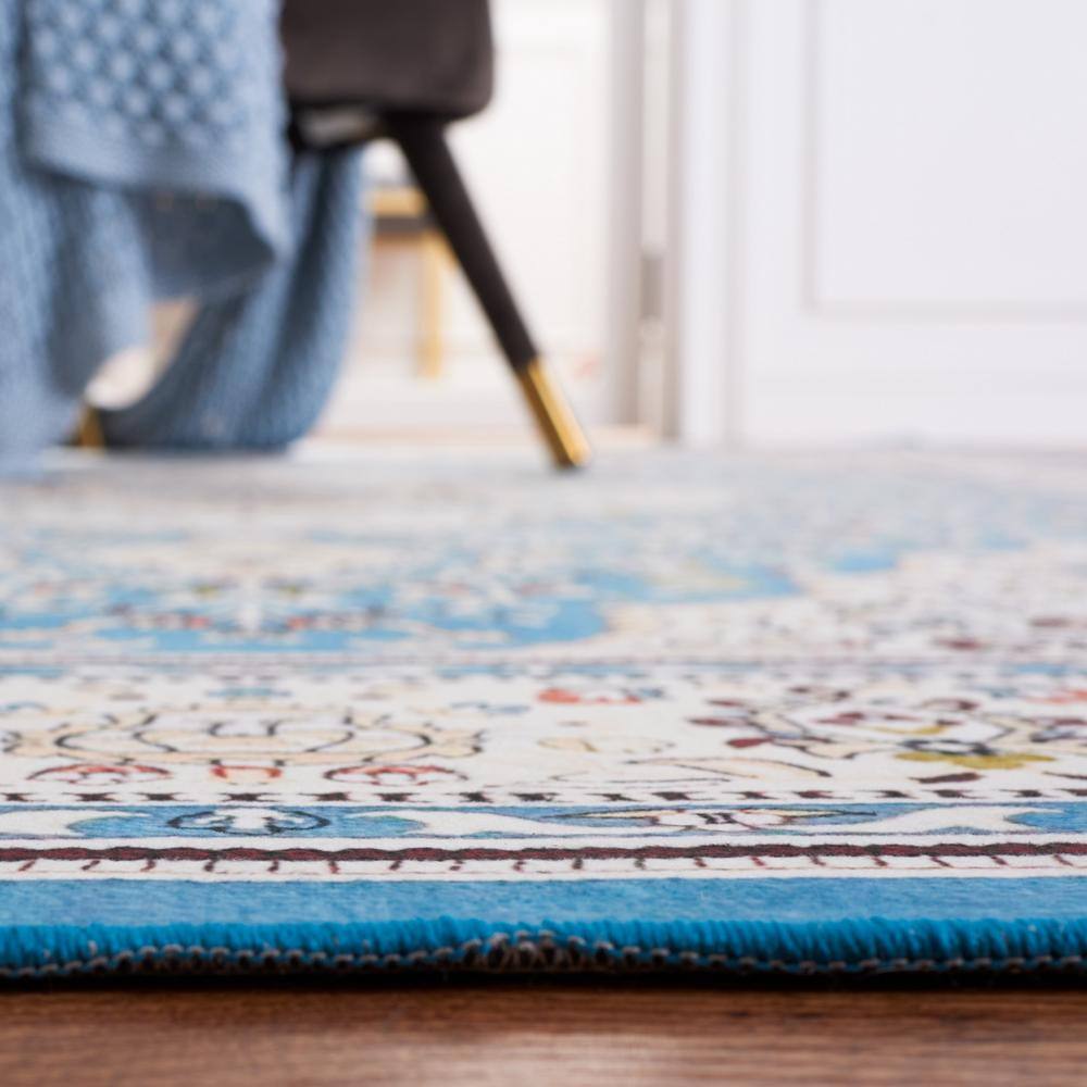 Tucson 72" Square Turquoise & Beige Easy-Care Synthetic Area Rug