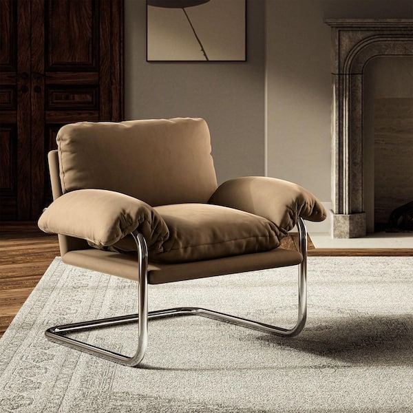 Ansel Performance Velvet Accent Chair in Taupe