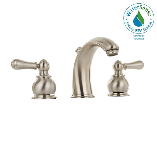 American Standard Hampton 8 in. Widespread 2-Handle Mid-Arc Bathroom Faucet in Brushed Nickel with Speed Connect Drain
