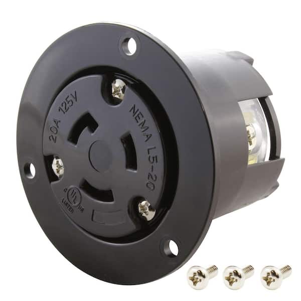 AC WORKS 20A 125V L5-20R Flanged Outlet UL and C-UL Listed ASOUL520R-G ...