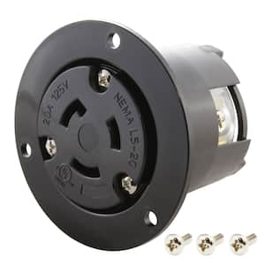 20-Amp 125-Volt NEMA L5-20R Flanged Mounting Locking Industrial Grade Single Outlet Receptacle