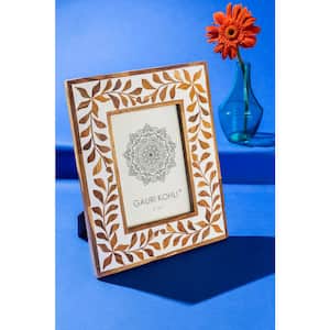 5 in. x 7 in. Rustic Brown Jodhpur Wood Inlay Picture Frame