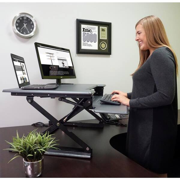 Victor Technology 31 in. H Gray and Black Adjustable Standing Desk