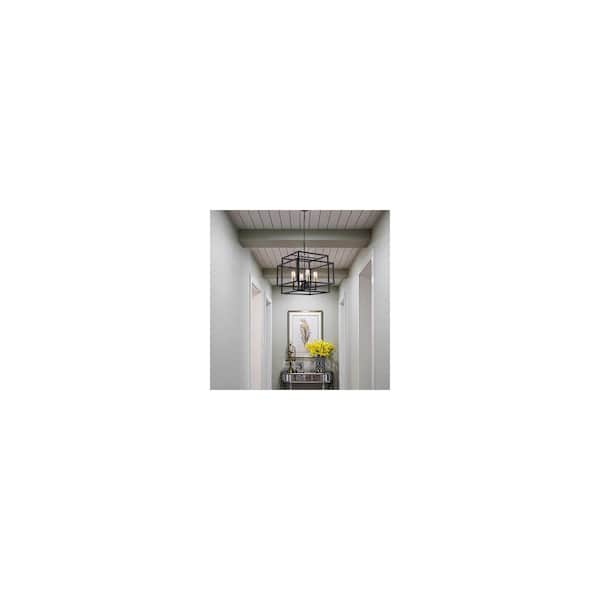 Maxax Hartford 4-Light 18 in. Black And Gold Farmhouse Lantern