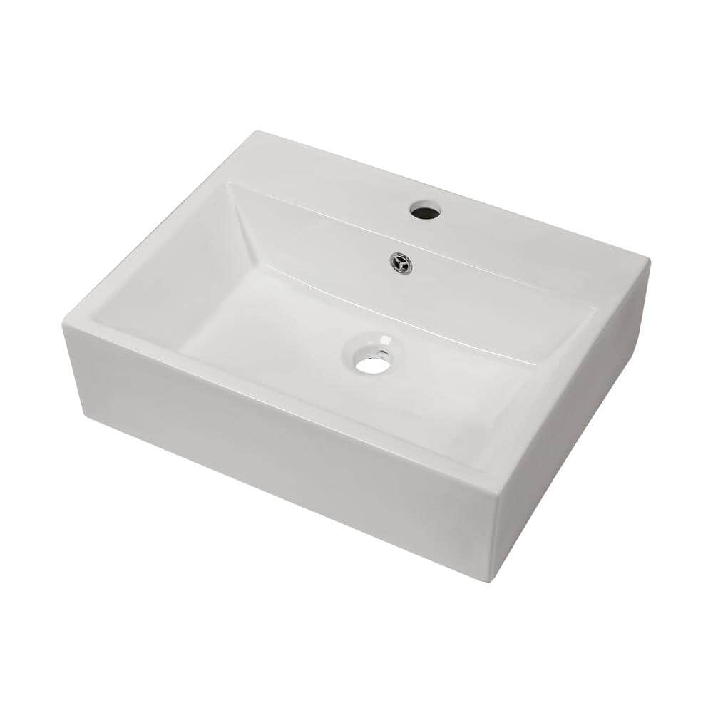 Logmey 20 in. x 18 in. Modern Bathroom Porcelain Ceramic Rectangular ...