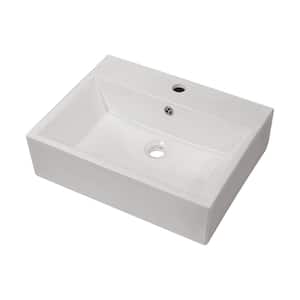 20 in. x 18 in. Modern Bathroom Porcelain Ceramic Rectangular Vessel Sink Art Basin in White