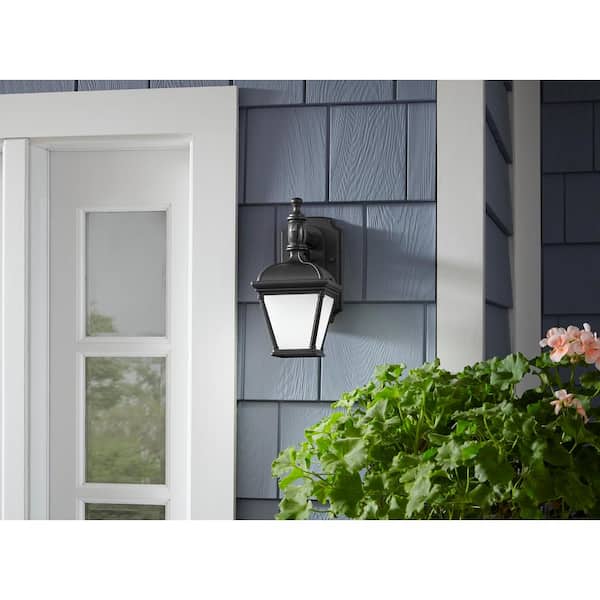 St. Anoche 11.69 in. 1-Light Black Motion Activated Outdoor Integrated LED Wall Lantern Sconce