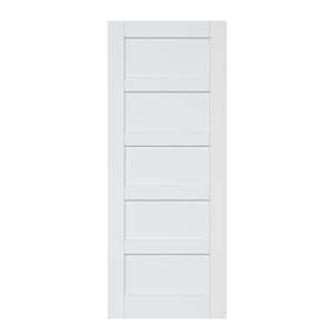 32 in. x 80 in. 5-Lite Paneled Blank Solid Core Composite Manufacture Wood White Primed Interior Door Slab