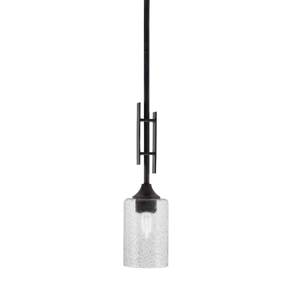 Unbranded Ontario 60-Watt, 1-Light Dark Granite Stem Hung Mini Pendant Light with Smoke Bubble Glass Shade and No Bulb Included
