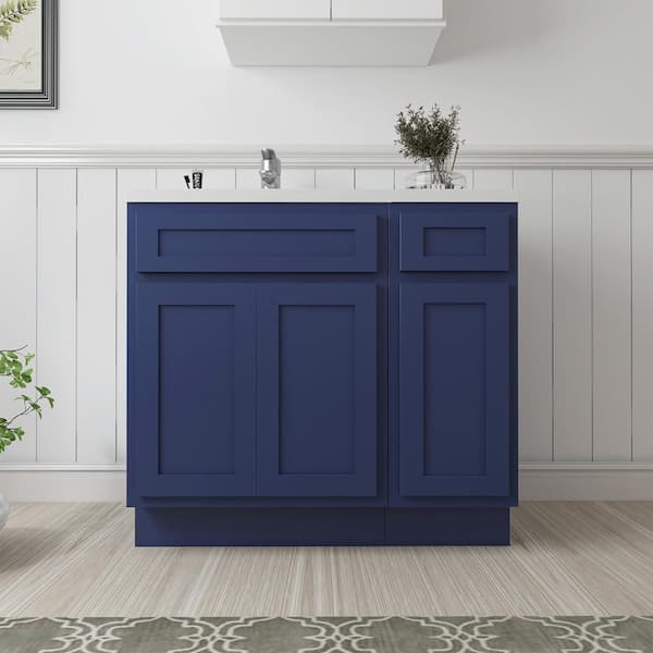 Vanity Art 36 in. W x 21 in. D x 32.5 in. H Bath Vanity Cabinet without Top in Blue