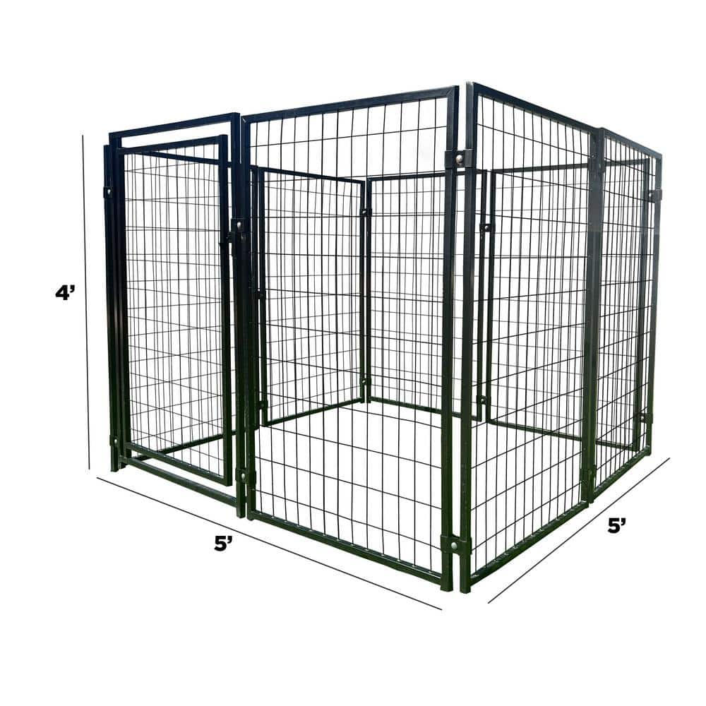 ALEKO Black Heavy Duty Metal Pet Kennel 5x5x4 ft