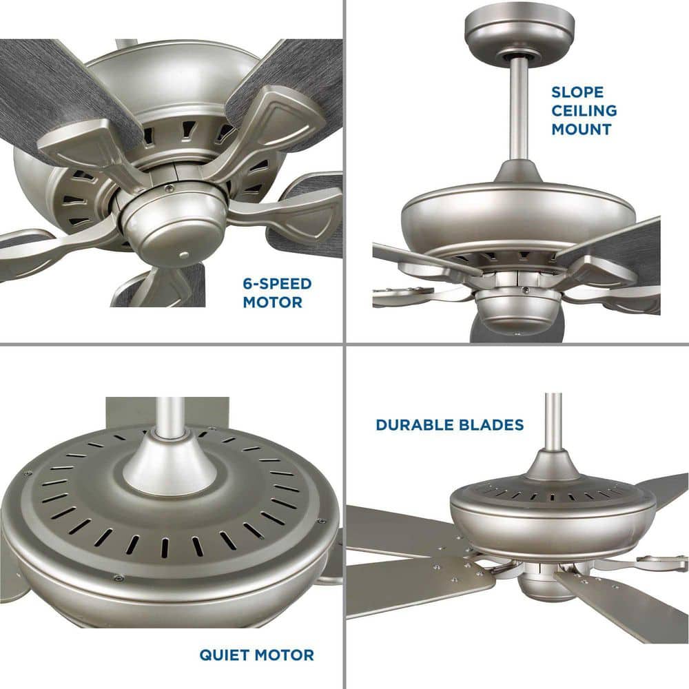 Kennedale 72" Nickel Ceiling Fan with Reversible Blades and Remote