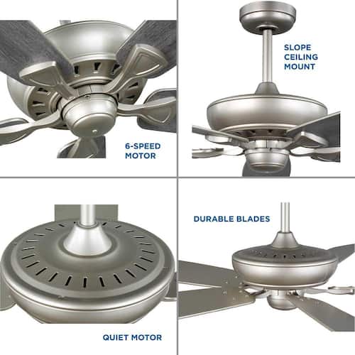 Kennedale 72 in. Indoor/Outdoor Painted Nickel Transitional Ceiling Fan with Remote Included for Great Room or Porch Progress Lighting Ceiling Fans Without Lights