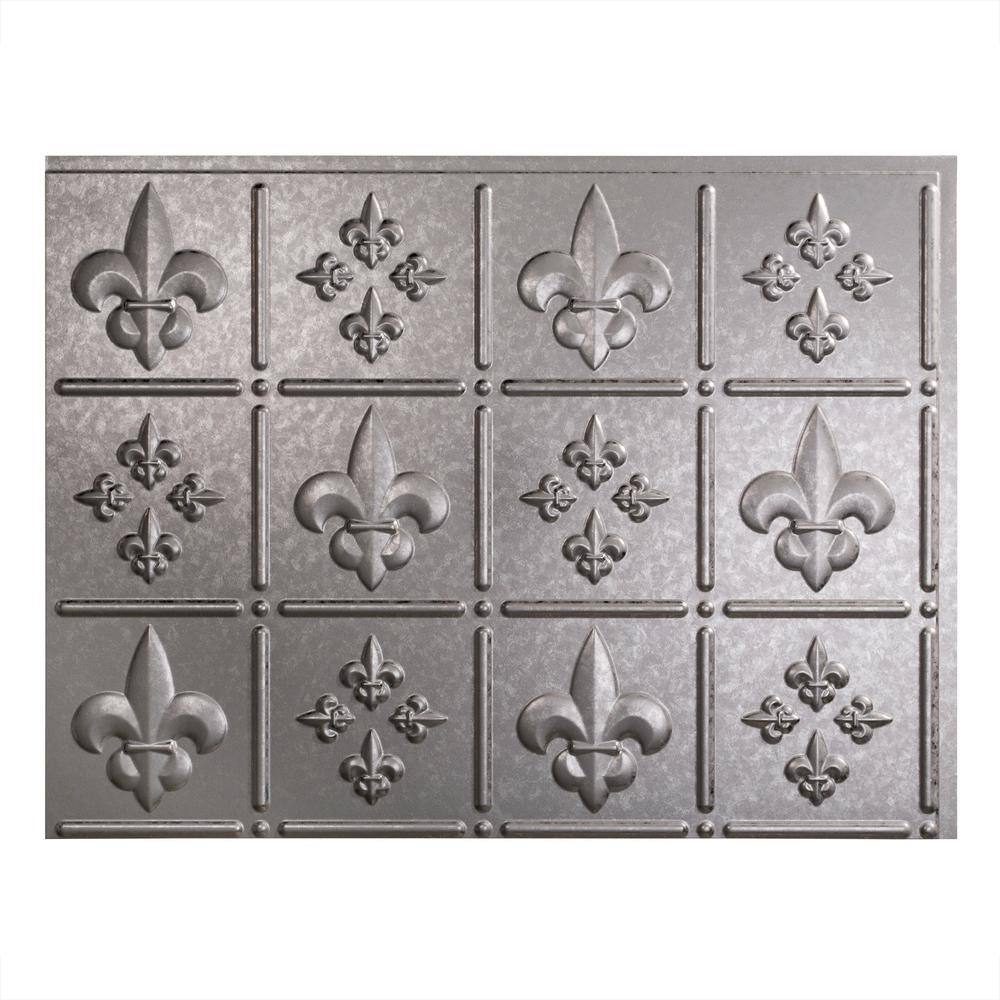 Galvanized Steel Fleur de Lis Vinyl Decorative Backsplash Kit