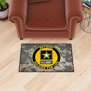 U.S. Army Camo 2 ft. x 3 ft. Indoor Vinyl backing Tufted Solid Nylon Rectangle Starter Mat Camo Accent Rug