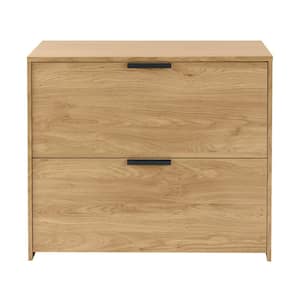 Braxten Light Oak Brown Lateral File Cabinet with 2 Drawers (35 in. W x 30 in. H)