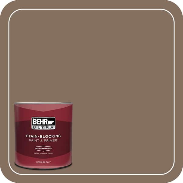 BEHR ULTRA 1 qt. #N230-6 Whiskey Barrel Extra Durable Flat Interior Paint & Primer