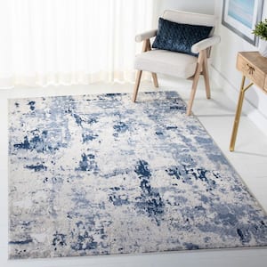 Skyler Gray/Navy 4 ft. x 6 ft. Abstract Distressed Area Rug