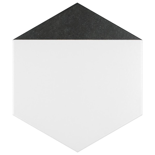 Merola Tile Peak Hex Nero Encaustic 8-5/8 in. x 9-7/8 in. Porcelain Floor and Wall Tile (11.56 sq. ft. / case)