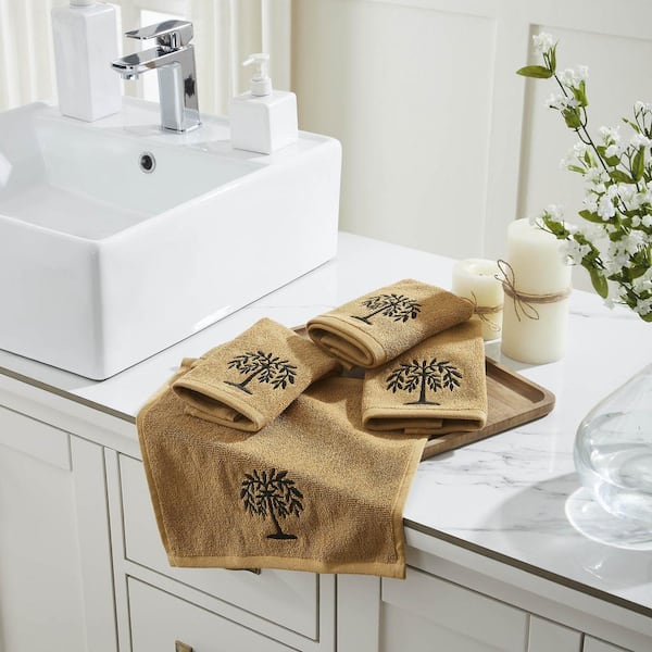 Willow Tree Doe Tan Rustic Black 100% Cotton Washcloth (Set of 4)
