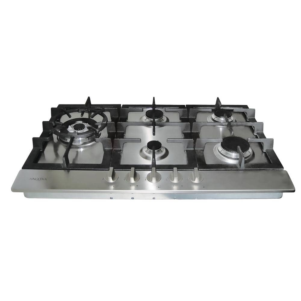 34" Stainless Steel Gas Cooktop with 5 Cast Iron Burners