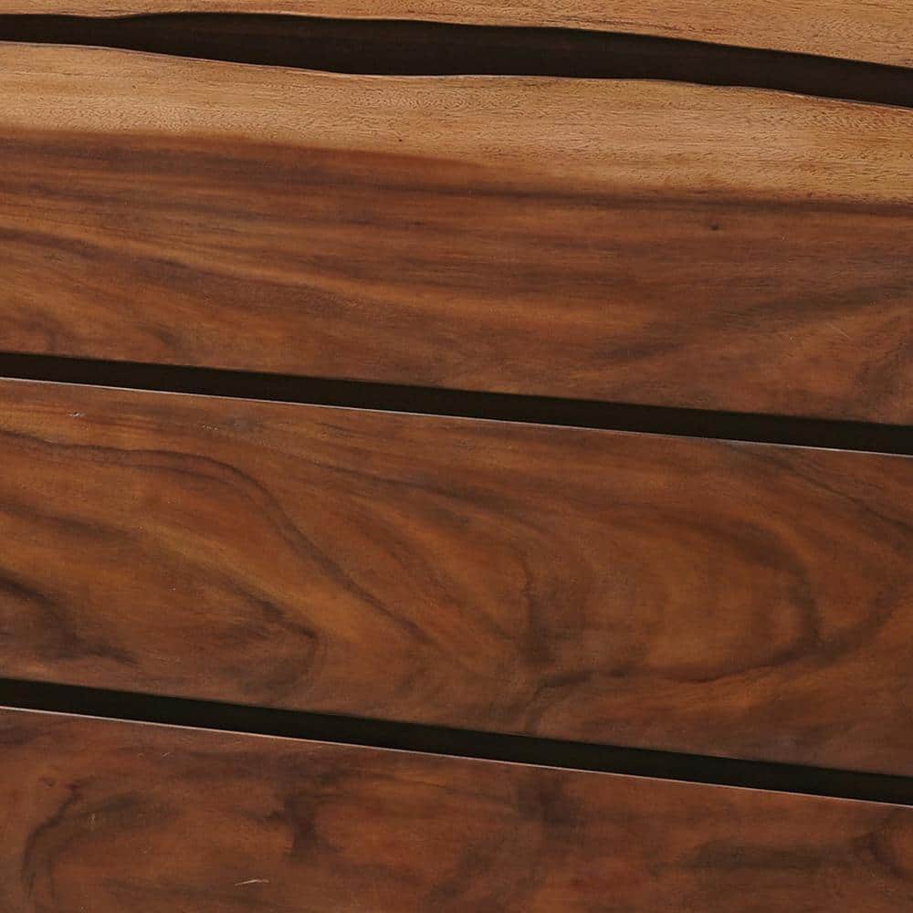 Mahogany Brown Chest with Live Edge Details and Felt Lined Drawer