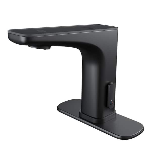 Touchless Single Hole Bathroom Sink Faucet With Temperature Display In Matte Black