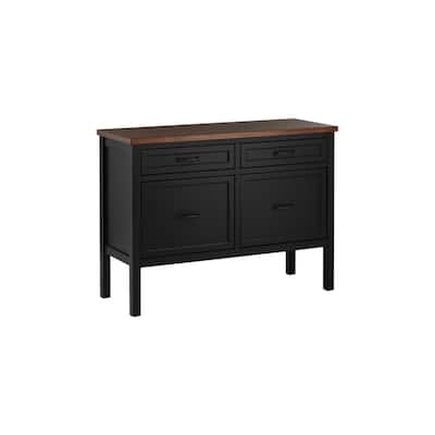 Appleton 4 Drawer Black and Walnut Wood Lateral File Console (41.5 in. W x 30.5 in. H)