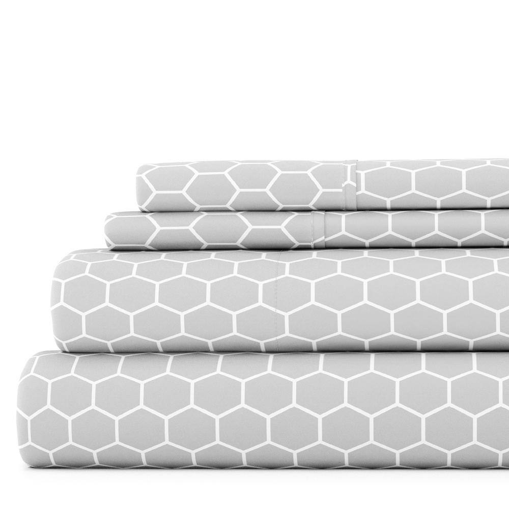 Gray Chevron Twin Microfiber Bedding Set with Pillowcase