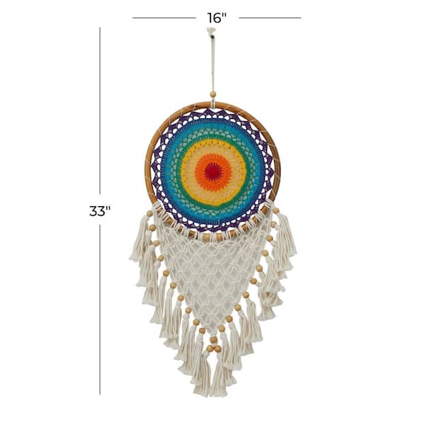 Litton Lane Multi Colored Macrame Handmade Intricately Woven Dreamcatcher  Wall Decor with Beaded Fringe Tassels 042047 - The Home Depot