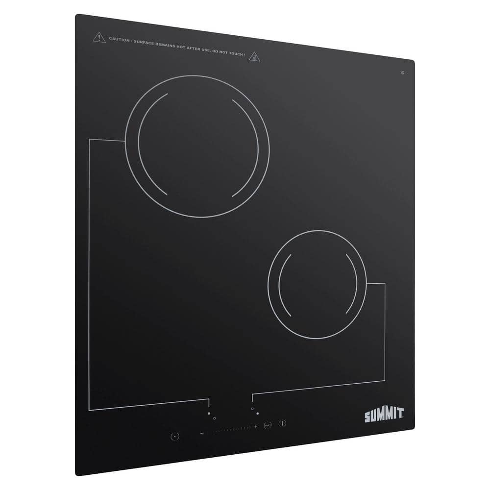 18" Black Ceramic Glass 2-Burner Electric Cooktop with Touch Control