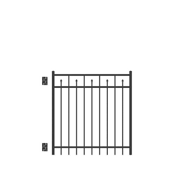 Barrette Outdoor Living Brilliance Standard-Duty 4 ft. W x 4 ft. H Black Aluminum Straight Pre-Assembled Fence Gate