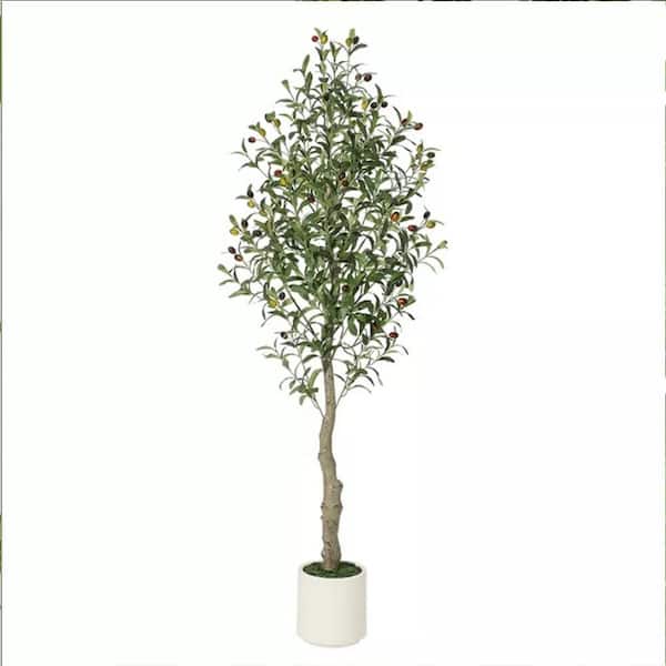 Garvee 2-Pieces 5 ft. Artificial Olive Tree In White Pot, Artificial Fiddle Leaf Fig Tree, Fake Ficus Tree for Home Decor