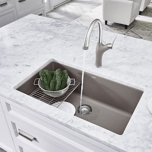 PRECIS Undermount Granite Composite 32 in. Single Bowl Kitchen Sink in Truffle