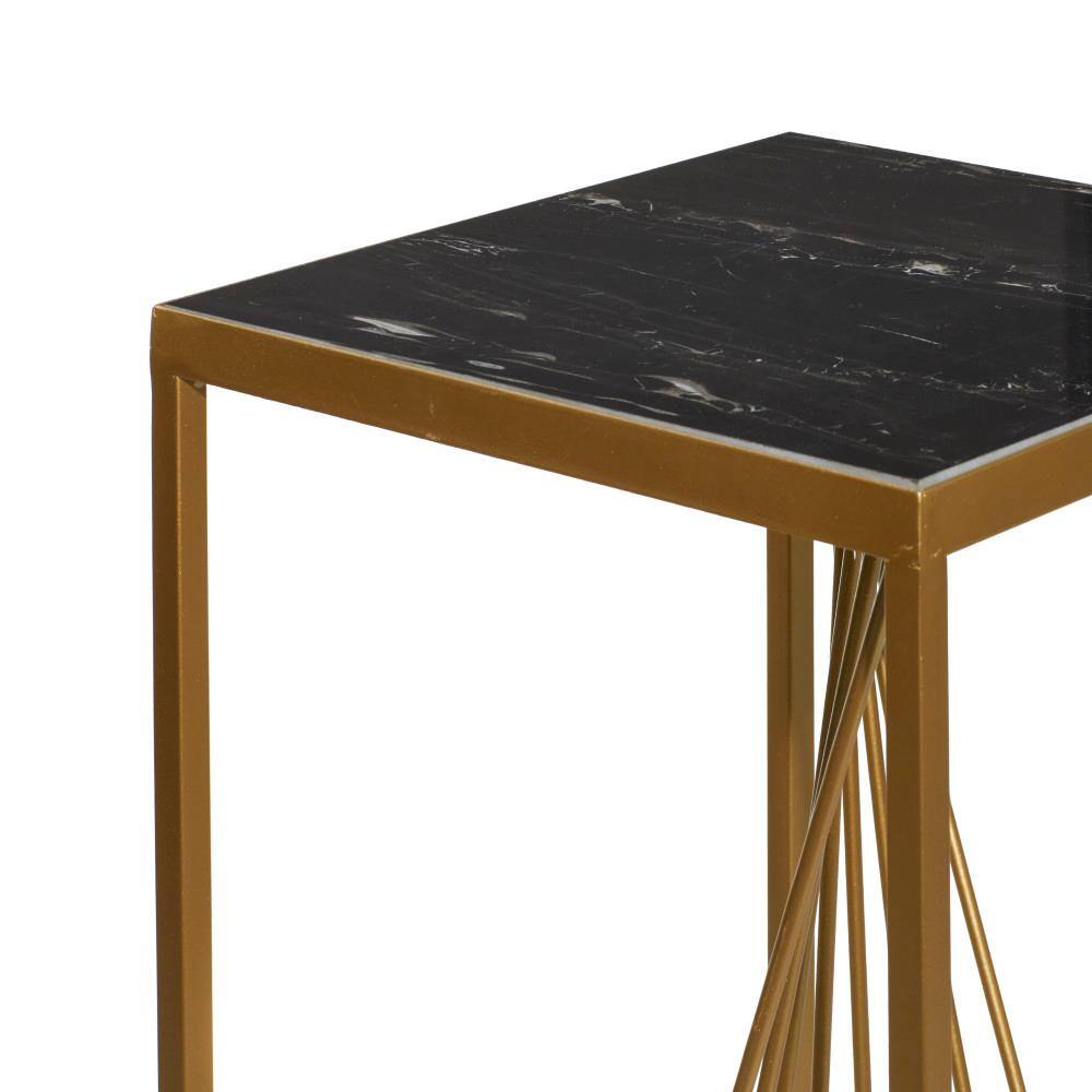 Set of 2 Gold and Black Marble Display Stands