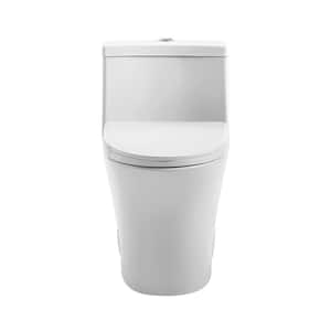 Bastille 1-Piece 0.8/1.28 GPF Dual Flush Elongated Toilet in Glossy White Seat Included