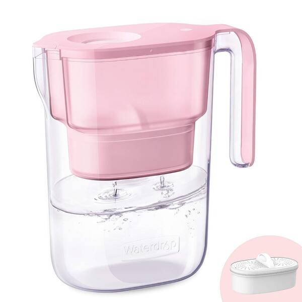 Waterdrop 200-Gallon Long-Life Elfin 5-Cup Water Filter Pitcher with 1-Filter and WD-PF-01A Plus Replacement Filters, Pink