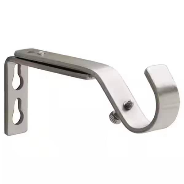 Brushed Nickel Steel Single 5 in. Projection Curtain Rod Bracket (Set of 2)