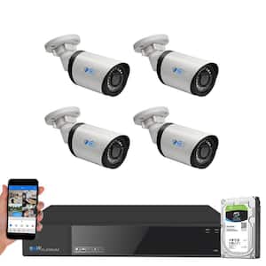 8-Channel 4K 1TB NVR Security Camera System with 4 Wired Bullet 3.6 mm Fixed Lens Human Detection Microphone Cameras