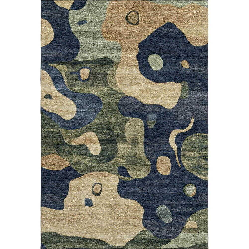 Mayfield Premium Machine Washable Abstract AMF2063 Navy 3 ft. x 4 ft. Area Rug price history on PriceWatchPro