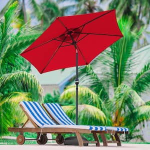 7.5 ft. Aluminium Market Tilt Patio Umbrella in Red with Mobile Base