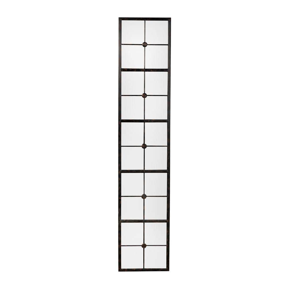 Tall Black Metal Windowpane Full Length Mirror