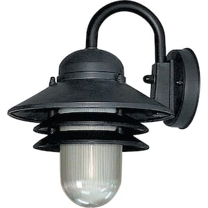 1-Light Black Polycarbonate Outdoor Wall Lantern Sconce Wall Mount Sconce
